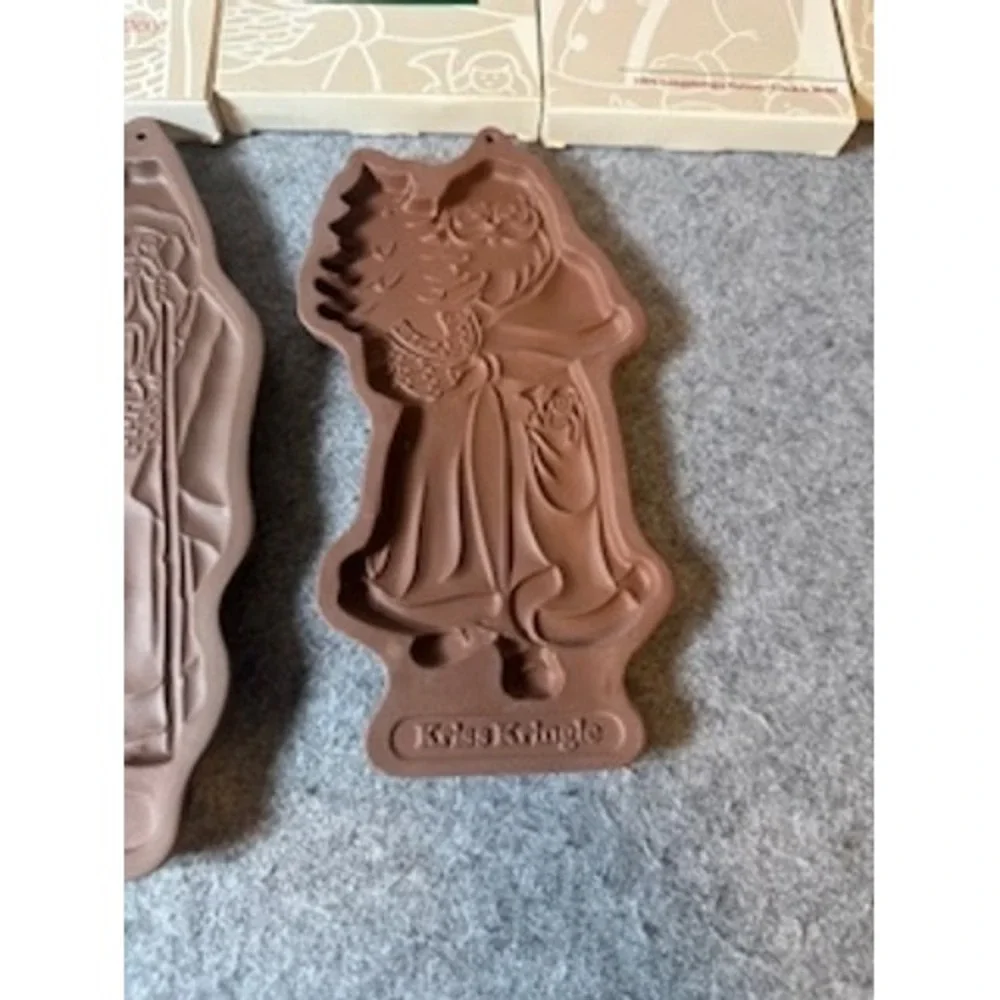 Longaberger Pottery Christmas Cookie Mold Set 5 Father Christmas St Nick 90-93